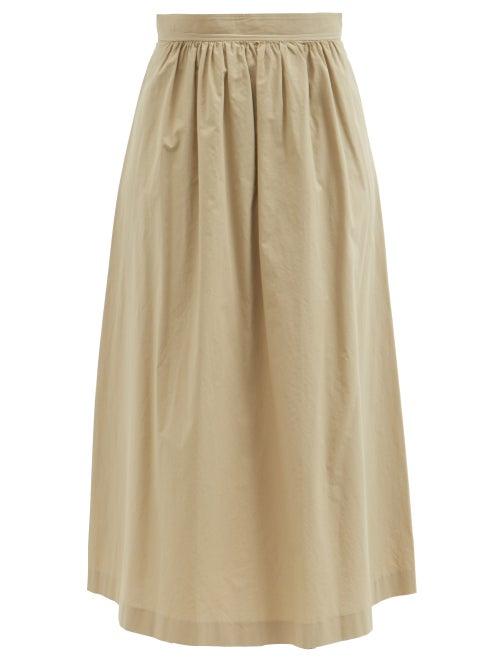 A.p.c. - Ravena Cotton-poplin Midi Skirt - Womens - Camel