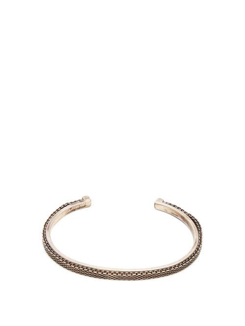 Matchesfashion.com Title Of Work - Macro Mesh Sterling Silver Cuff - Mens - Silver Multi