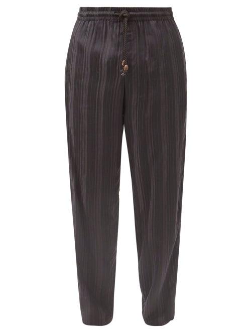 Mens Rtw Smr Days - Malibu Drawstring Striped Bamboo-blend Trousers - Mens - Black