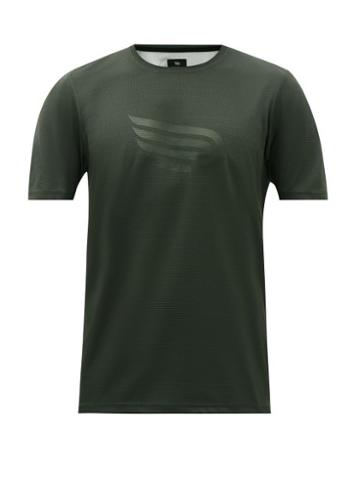 Pressio - Arahi Logo-print Technical-mesh Jersey T-shirt - Mens - Khaki