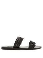 Ancient Greek Sandals - Melia Woven-leather Slides - Womens - Black