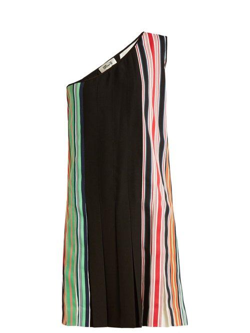 Matchesfashion.com Diane Von Furstenberg - One Shoulder Pleated Dress - Womens - Black Multi