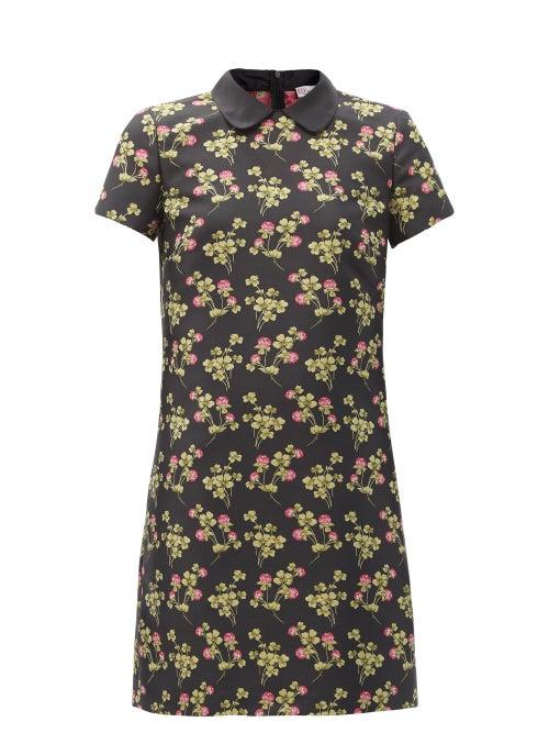 Matchesfashion.com Redvalentino - Satin-collar Floral-brocade Mini Dress - Womens - Black Multi