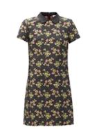Matchesfashion.com Redvalentino - Satin-collar Floral-brocade Mini Dress - Womens - Black Multi