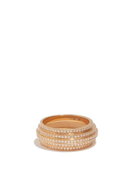 Ladies Fine Jewellery Azlee - Staircase Diamond & 18kt Gold Ring - Womens - Yellow Gold