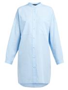 Matchesfashion.com Joseph - Rollo Cotton Blend Poplin Shirtdress - Womens - Blue