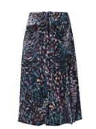 Altuzarra - Tandy Printed-satin Midi Skirt - Womens - Blue Multi