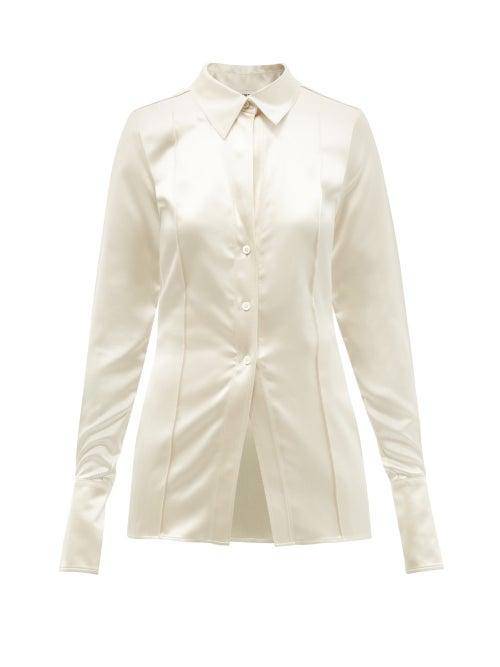 Peter Do - V-neck Silk-satin Shirt - Womens - Cream