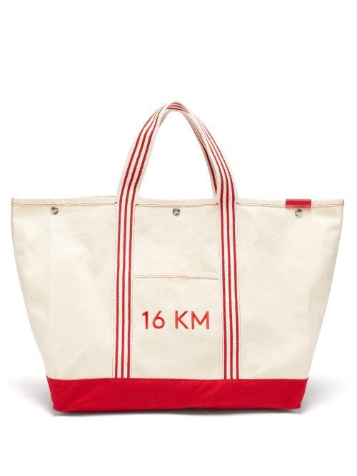Matchesfashion.com Kilometre Paris - 16km Embroidered Canvas Tote Bag - Womens - White Multi