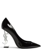 Matchesfashion.com Saint Laurent - Opyum Logo Heel Patent Leather Pumps - Womens - Black