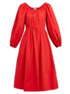Matchesfashion.com Molly Goddard - Myriam Cotton Poplin Midi Dress - Womens - Red