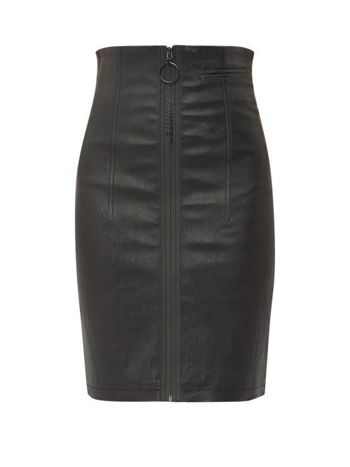 Matchesfashion.com Off-white - Zipped Leather Skirt - Womens - Black