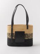 Loewe Paula's Ibiza - Anagram-logo Ombr-raffia Basket Bag - Womens - Black Cream