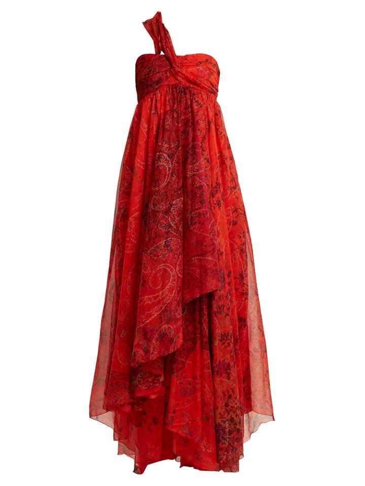 Etro Chennai One-shoulder Paisley-print Silk Dress