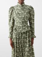 Batsheva - X Laura Ashley Grace Printed Cotton Blouse - Womens - Green Multi