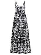 Matchesfashion.com La Doublej - Bouncy Tribale Print Cotton Blend Maxi Dress - Womens - Black Print