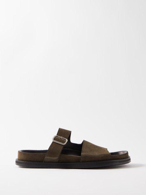 Studio Nicholson - Buckle-strap Split Suede Sandals - Mens - Dark Green