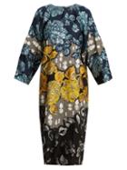 Matchesfashion.com Biyan - Floral Brocade Embellished Dress - Womens - Blue Multi