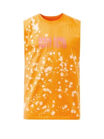 Liberal Youth Ministry - Bleached Logo-print Cotton-jersey Tank Top - Mens - Orange