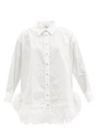 Matchesfashion.com Marques'almeida - Feather-trim Oversized Organic-cotton Shirt - Womens - White