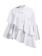 Matchesfashion.com Osman - Sunny Asymmetric Tiered Cotton Blouse - Womens - White Stripe