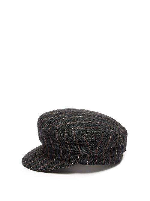 Matchesfashion.com Isabel Marant - Evie Striped Linen Cap - Womens - Black