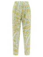 Emilio Pucci - Giallo-print High-rise Cotton Trousers - Womens - Green Print