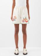 Bode - Georgia Peach Cotton Shorts - Womens - White Multi