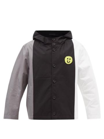 3man - Face-patch Hooded Cotton-poplin Parka - Mens - Black Grey