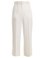 Matchesfashion.com Racil - Leonard Side Stripe Wide Leg Wool Cropped Trousers - Womens - Pink White