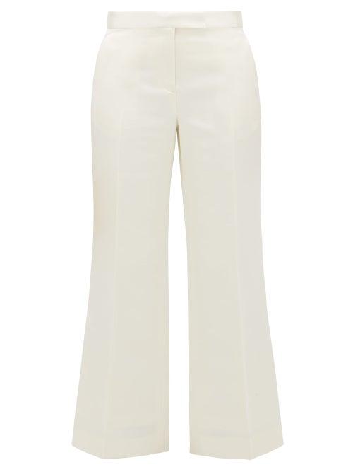 Matchesfashion.com Marina Moscone - Tailored Wool Blend Duchess Satin Trousers - Womens - Ivory