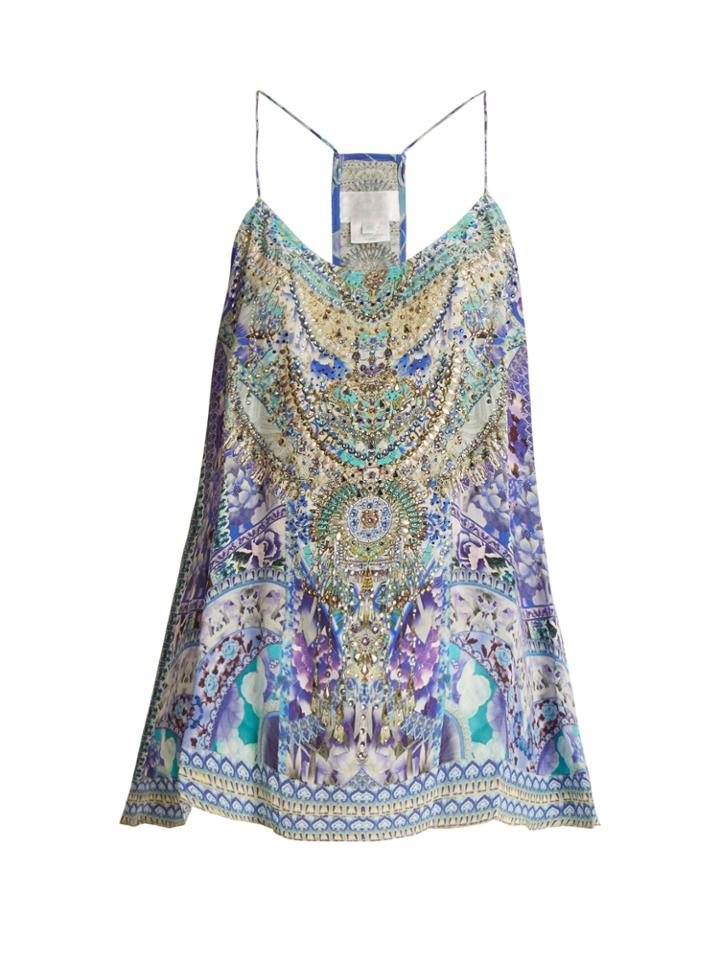 Camilla The Blue Market-print Silk Cami Top