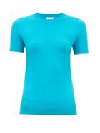 Matchesfashion.com Joostricot - Peachskin Cotton-blend Short-sleeve Sweater - Womens - Blue
