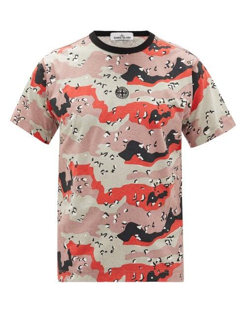 Matchesfashion.com Stone Island - Desert Camo-print Cotton-jersey T-shirt - Mens - Pink