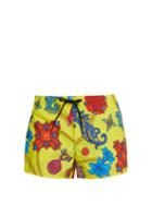 Matchesfashion.com Versace - Gioielleria Jets Print Swim Shorts - Mens - Yellow