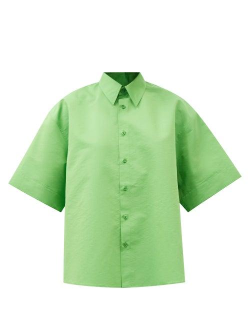 Petar Petrov - Ladd Cotton-blend Short-sleeved Shirt - Womens - Green