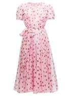 Matchesfashion.com Dolce & Gabbana - Polka-dot Silk-organza A-line Dress - Womens - Pink Multi