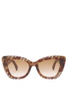 Matchesfashion.com Fendi - Ff Cat-eye Tortoiseshell-acetate Sunglasses - Womens - Brown