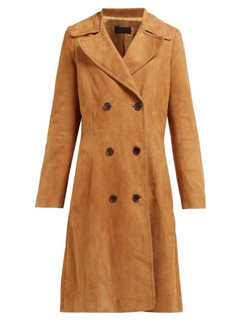 Matchesfashion.com Nili Lotan - Double Breasted Suede Trench Coat - Womens - Brown