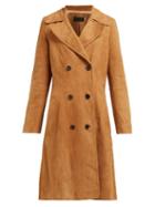 Matchesfashion.com Nili Lotan - Double Breasted Suede Trench Coat - Womens - Brown