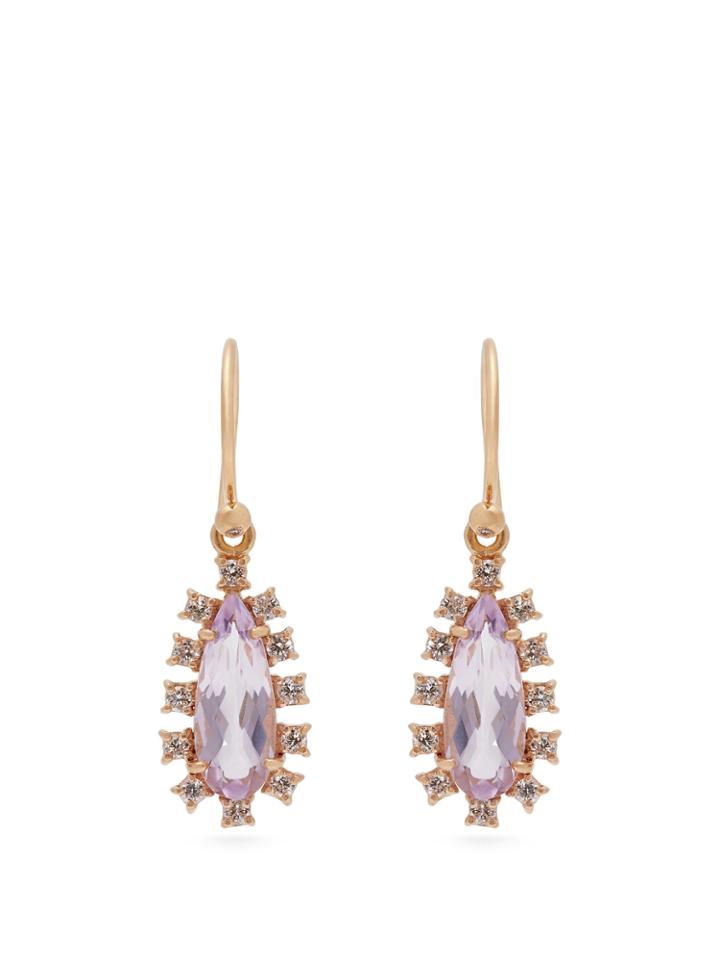 Irene Neuwirth 18kt Gold, Diamond & Pink Stone Earrings