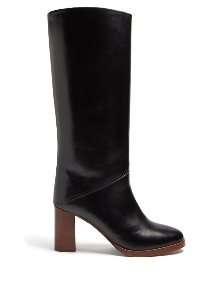 A.p.c. Violaine Block-heel Leather Knee-high Boots
