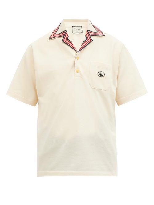 Matchesfashion.com Gucci - Logo-patch Cotton-blend Polo Shirt - Mens - White