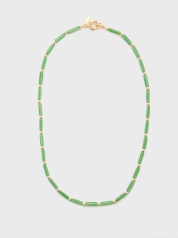 Liou - Erec Glass Bead & 14kt Gold-plated Necklace - Mens - Green