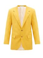 Matchesfashion.com Umit Benan B+ - Roped-shoulder Linen-blend Suit Jacket - Mens - Yellow