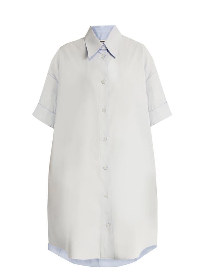Mm6 By Maison Margiela Detachable-collar Coated-cotton Shirtdress