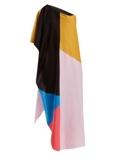 Matchesfashion.com Mara Hoffman - Noa Chapiteau Print One Shoulder Cotton Dress - Womens - Blue Multi