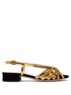 Matchesfashion.com Gucci - Zephyra Crystal Embellished Leather Sandals - Womens - Black Gold