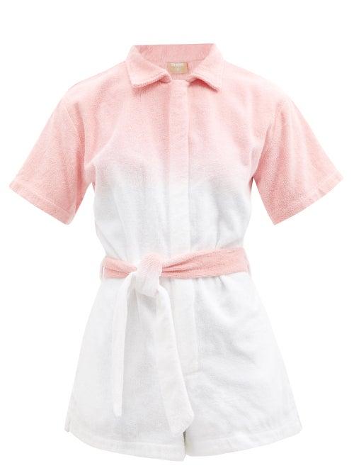 Terry - Tie-dye Cotton-terry Playsuit - Womens - Pink