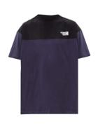 Matchesfashion.com Vetements - Embroidered-logo Panelled Cotton-jersey T-shirt - Mens - Black Blue